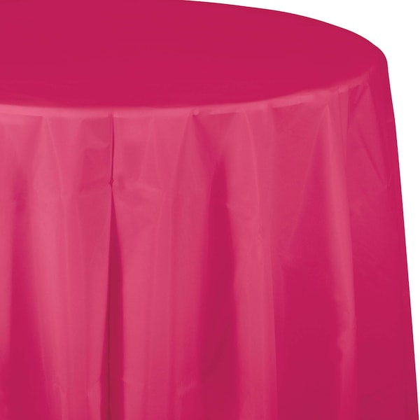Touch Of Color Classic Pink Round Plastic Tablecloth, 82", 12PK 703274 - main